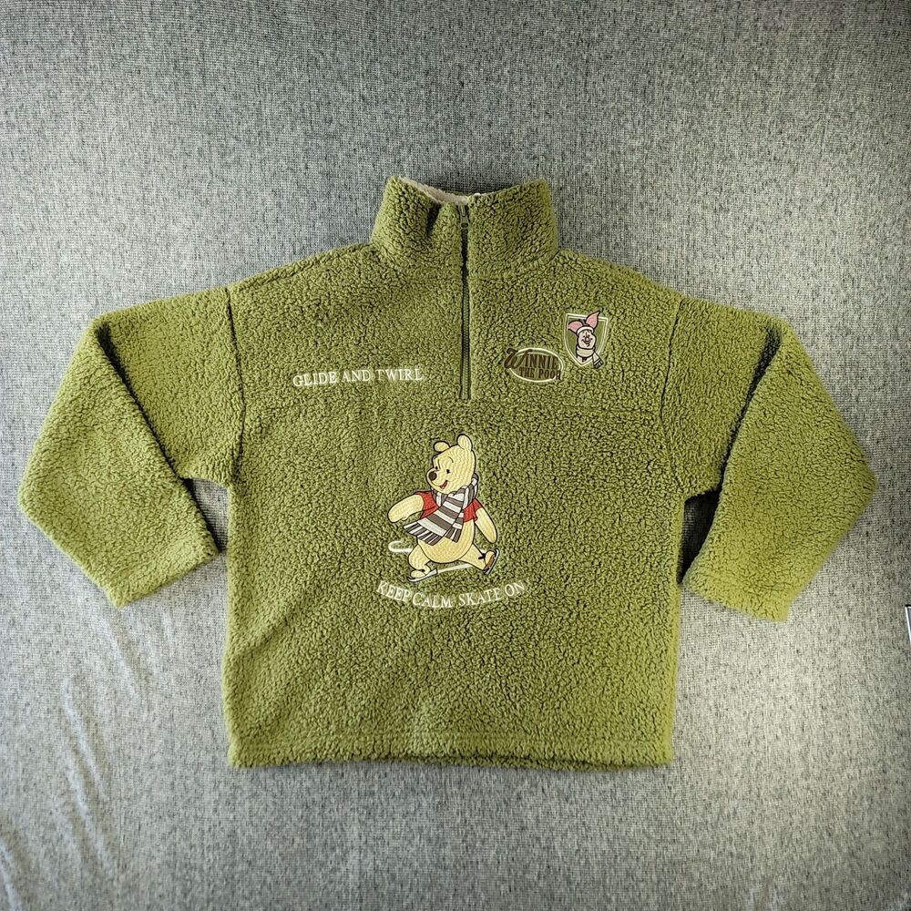 Disney Winnie the Pooh Sherpa Fleece Pullover Green Medium Glide Twirl Vintage